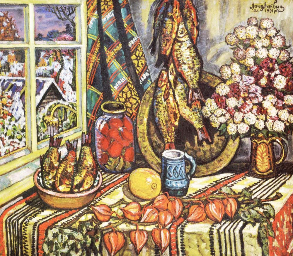 «Натюрморт із рибами». 1991. Полотно, олія